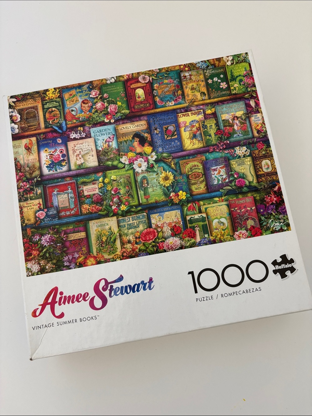 Rare Aimee Stewart Vintage Summer Books 1000 Piece Jigsaw Puzzle Buffalo Games